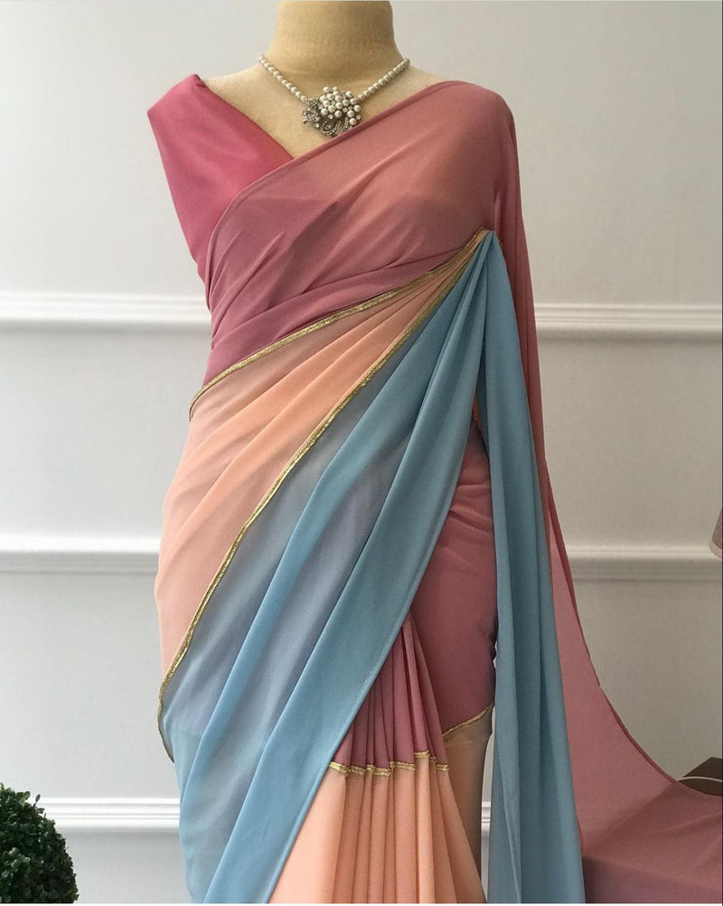 Multi shaded Georgette saree